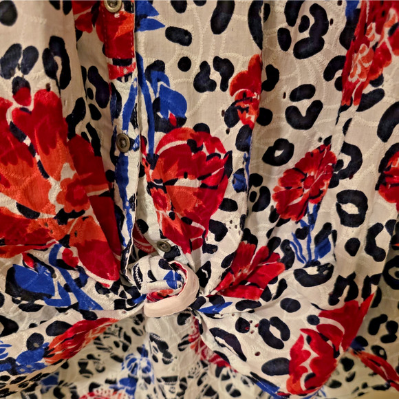 Ariat Top Womens L Red White Blue Front Tie Cotton Eyelet Festival Western - Picture 2 of 13